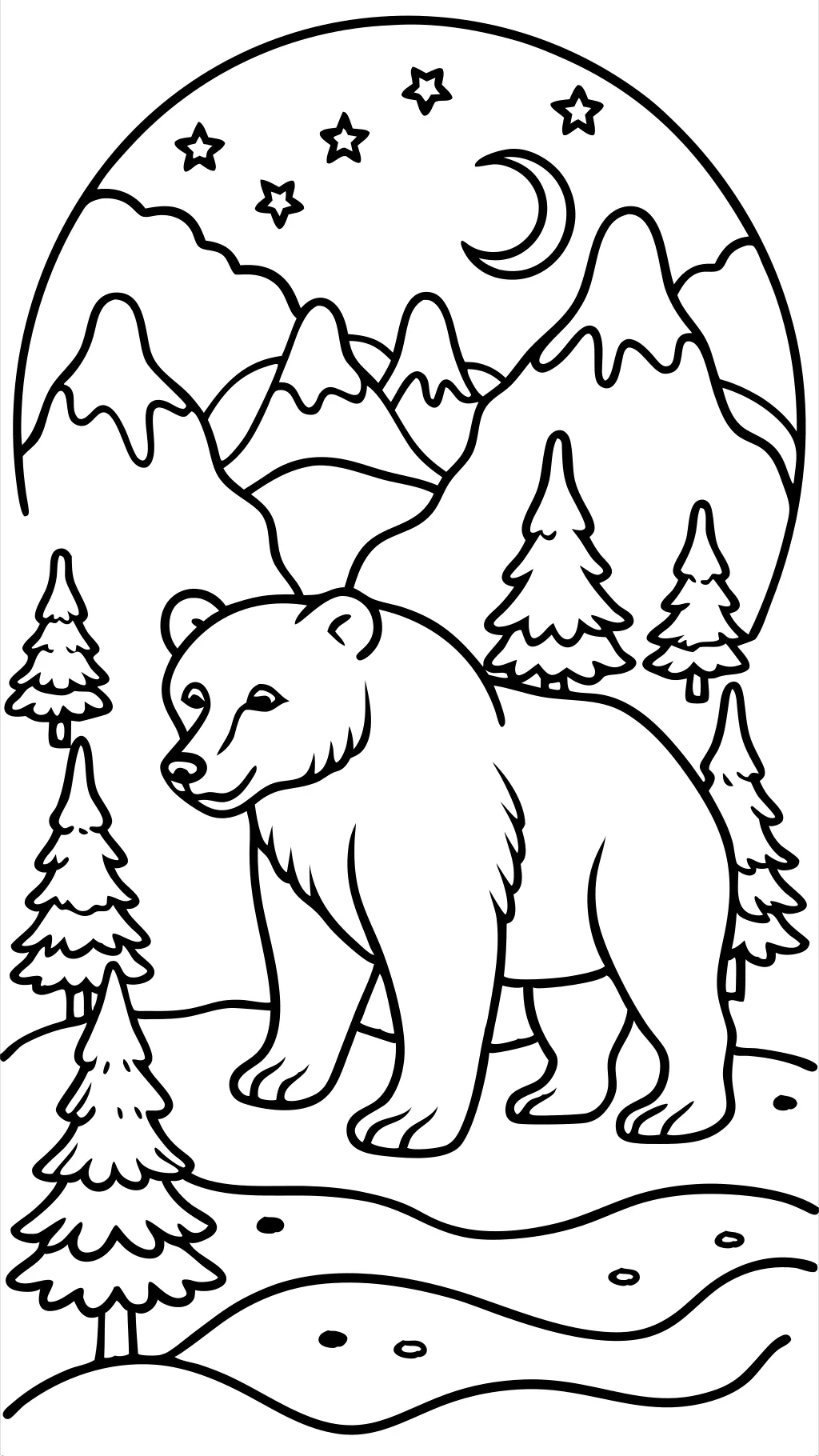 coloring page of a grizzly bear